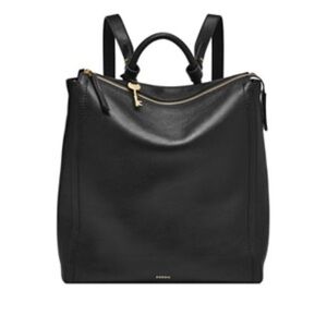 FOSSIL Parker Black Leather Large Backpack